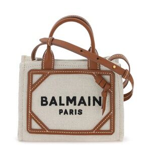 NWT BALMAIN B-Army Mini Crossbody Canvas & Leather Shopping Tote OrigRetail $895